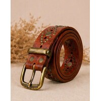 LULA Tan Studded Leather Belt