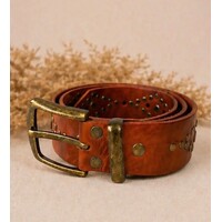 LULA Tan Studded Leather Belt