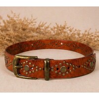 LULA Tan Studded Leather Belt