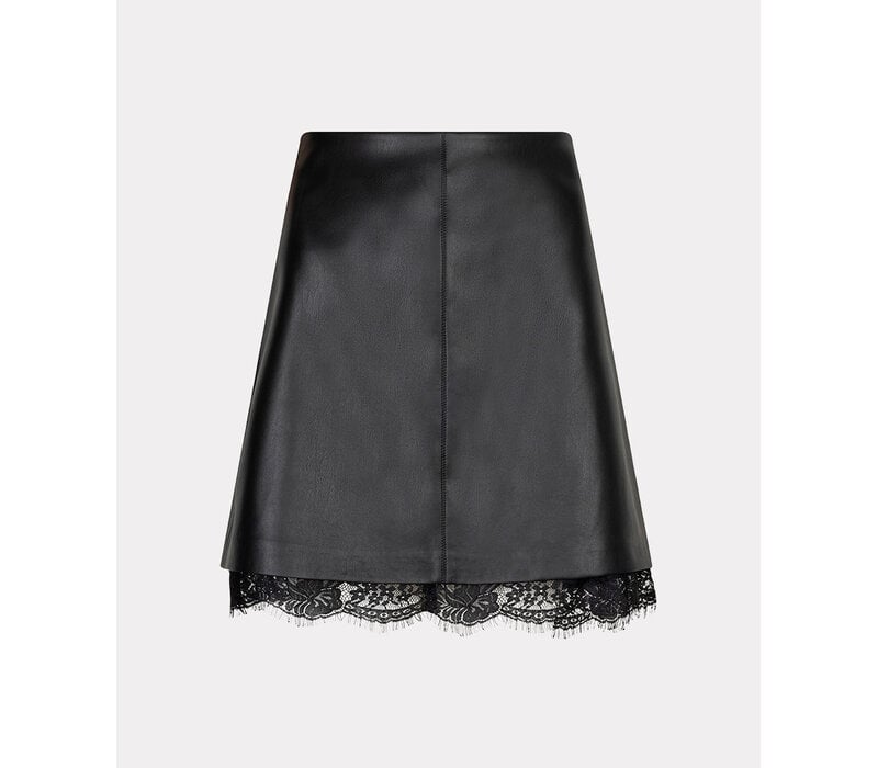 Esqualo 11703 Black PU Skirt with Lace