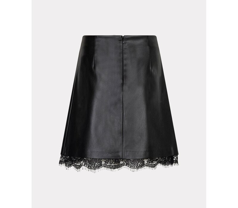 Esqualo 11703 Black PU Skirt with Lace