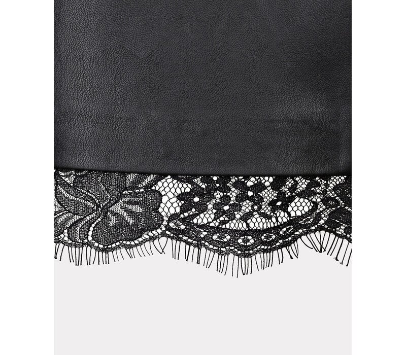 Esqualo 11703 Black PU Skirt with Lace