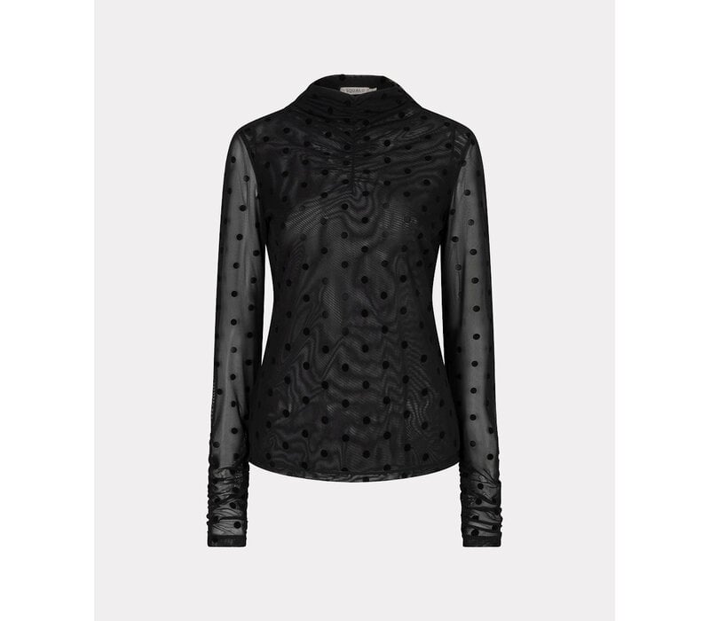Esqualo 30710 Blk Polka Dot Mesh Top