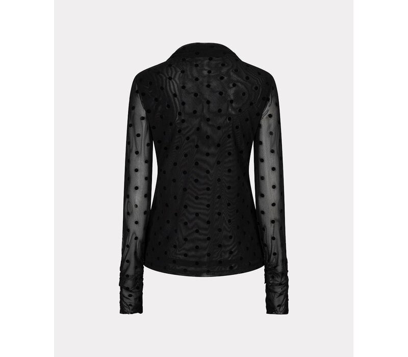 Esqualo 30710 Blk Polka Dot Mesh Top