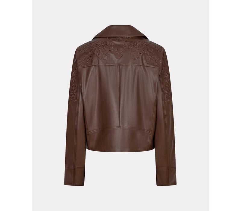 Esqualo 11700 Brn PU Embroidery BikerJacket