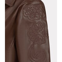 Esqualo 11700 Brn PU Embroidery BikerJacket