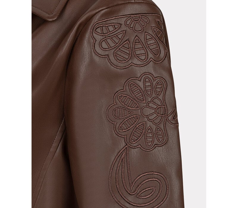 Esqualo 11700 Brn PU Embroidery BikerJacket