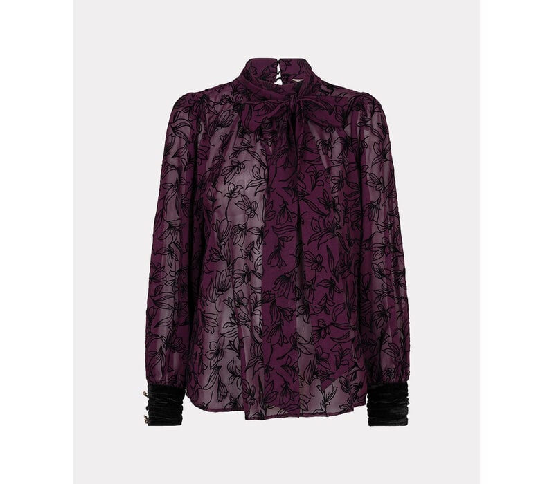 Esqualo 15706 Beet Bow Flock Blouse
