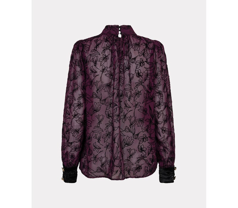 Esqualo 15706 Beet Bow Flock Blouse