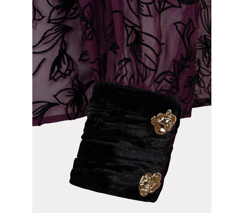 Esqualo 15706 Beet Bow Flock Blouse