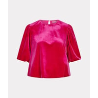 Esqualo 28714 Cropped Balloon Velvet Blouse