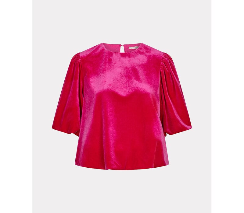 Esqualo 28714 Cropped Balloon Velvet Blouse