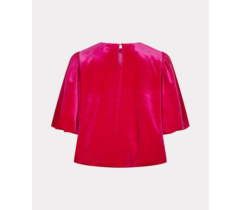 Esqualo 28714 Cropped Balloon Velvet Blouse