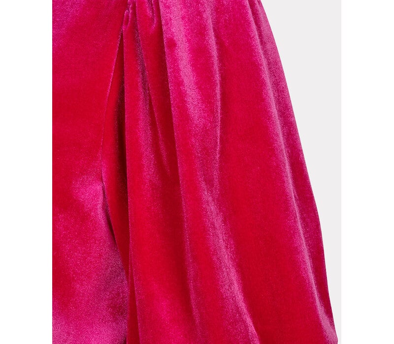 Esqualo 28714 Cropped Balloon Velvet Blouse