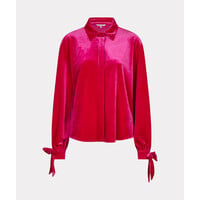 Esqualo 28715 Bow Cuff Velvet Blouse