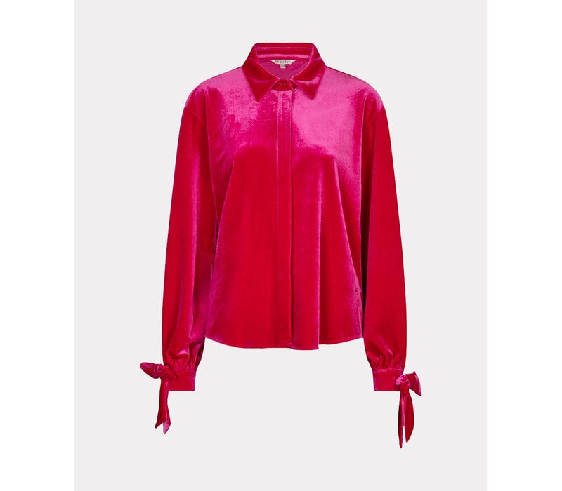 Esqualo 28715 Bow Cuff Velvet Blouse