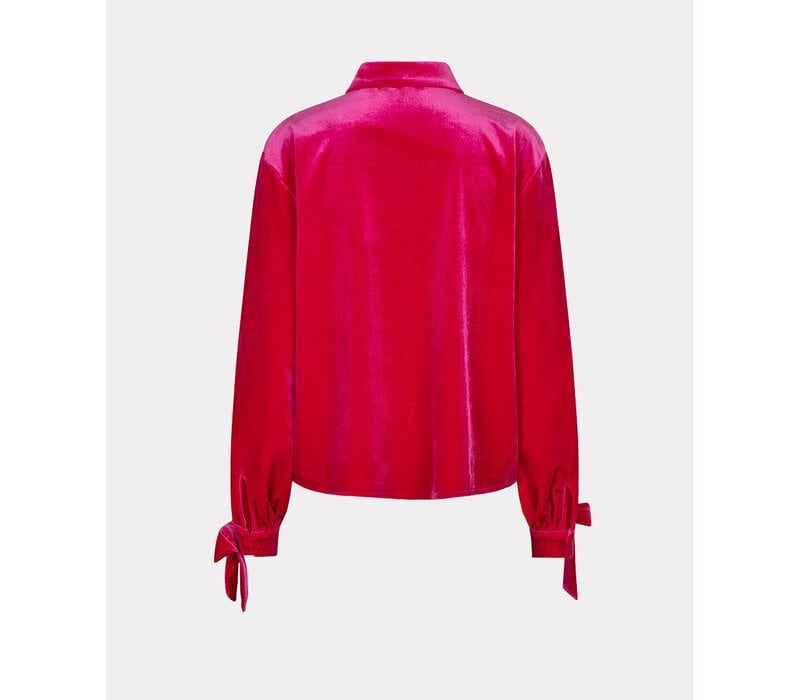 Esqualo 28715 Bow Cuff Velvet Blouse