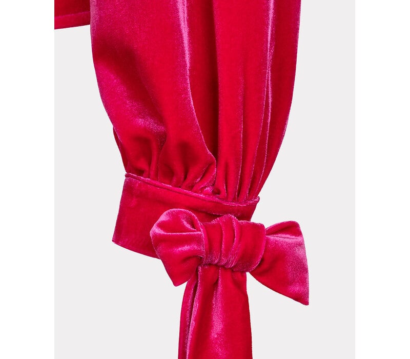 Esqualo 28715 Bow Cuff Velvet Blouse