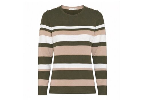 Micha A/W Micha 182 155 Olive/Camel Stripe Sweater
