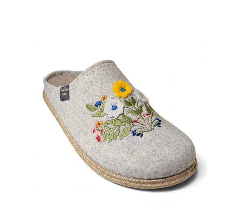 Toni Pons DELI-EF Lt Grey Embroidery Slipper