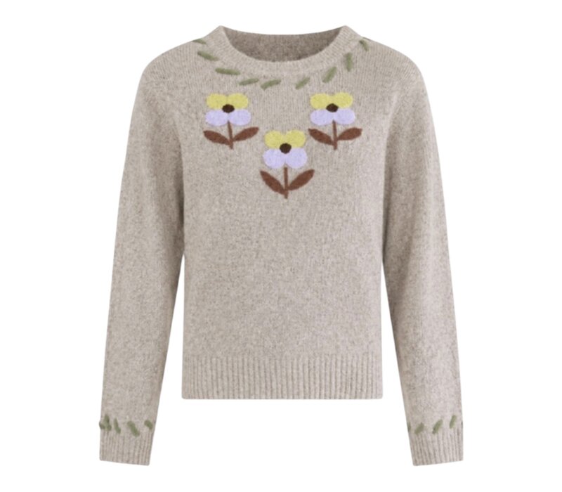 MD’M 55010304 Taupe Flower Sweater