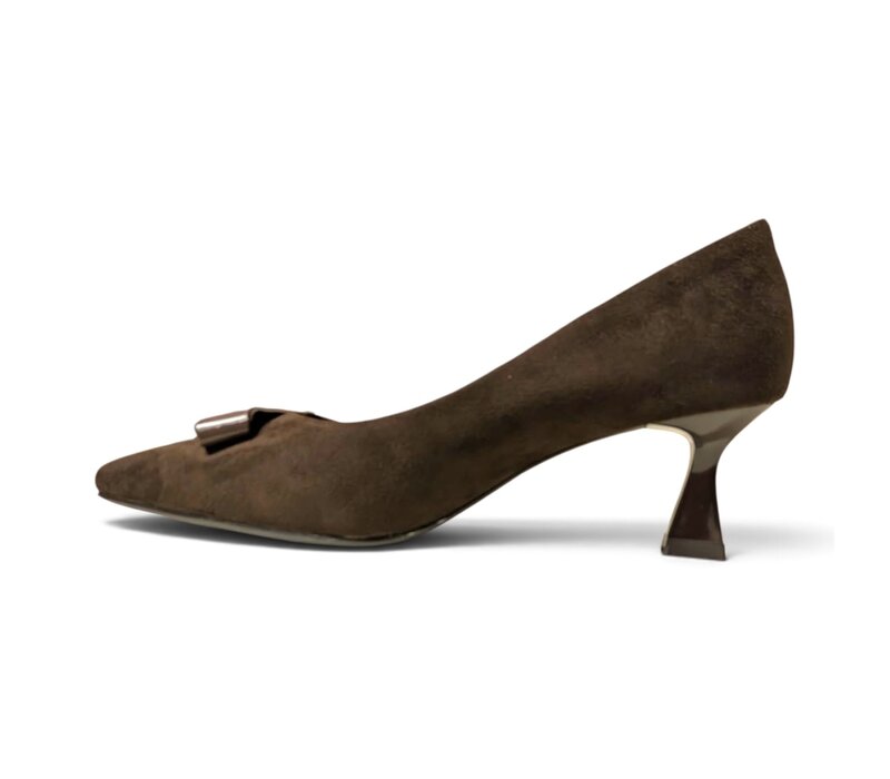 REDZ S10078 Brown Suede Kitten Heels