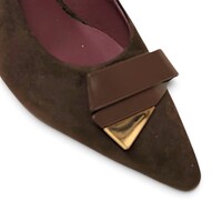 REDZ S10078 Brown Suede Kitten Heels