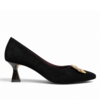 REDZ REDZ S10078 Black Suede Kitten Heels