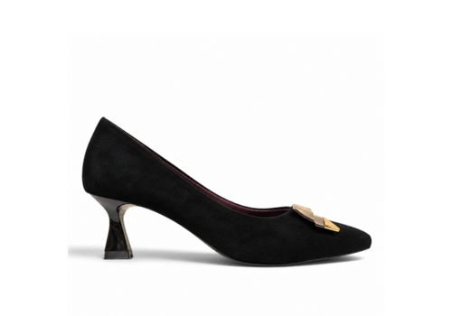 REDZ REDZ S10078 Black Suede Kitten Heels