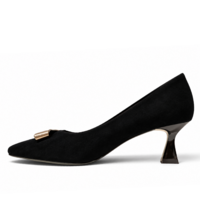 REDZ S10078 Black Suede Kitten Heels