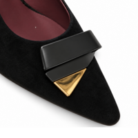 REDZ S10078 Black Suede Kitten Heels