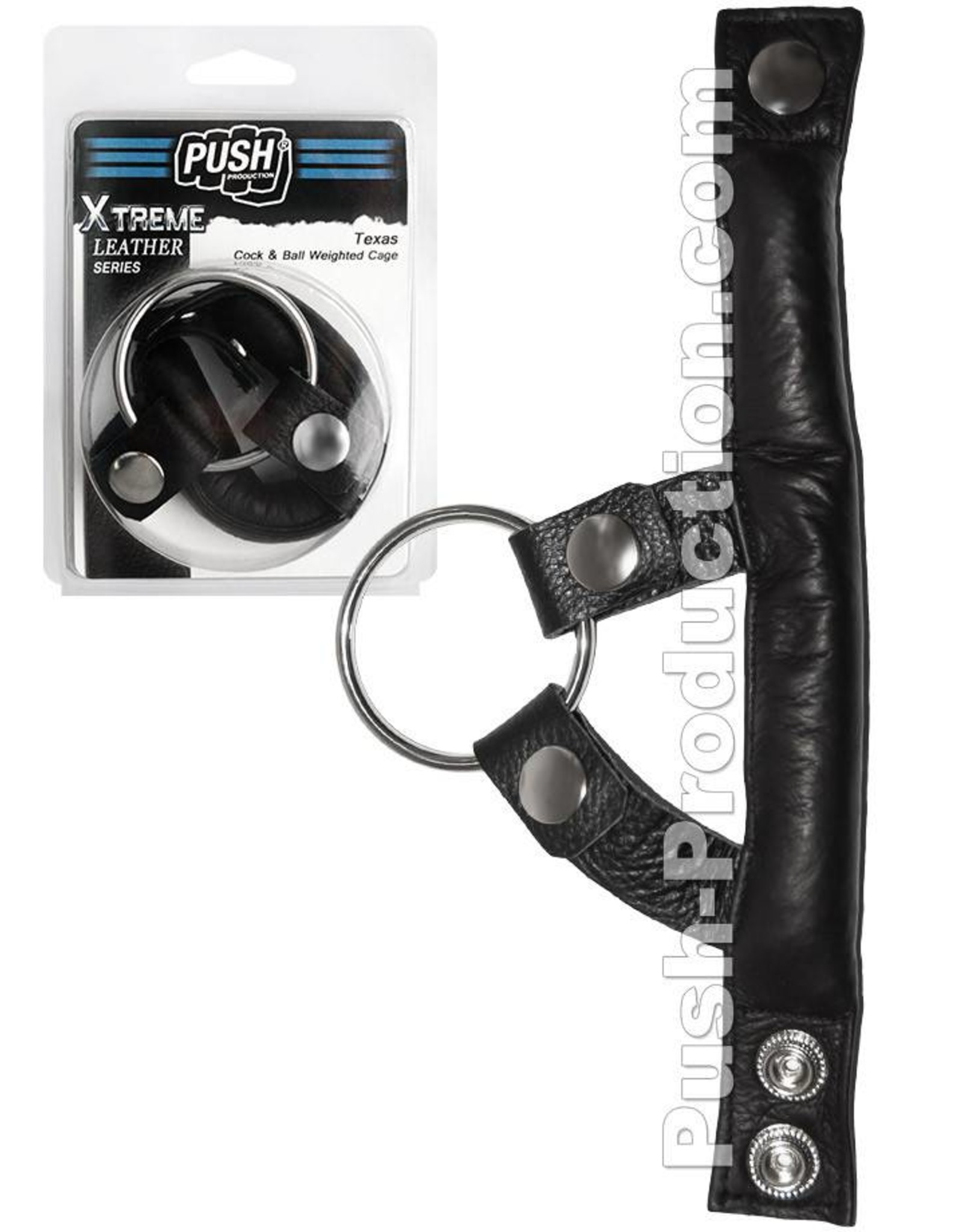 Push Xtreme Leather - Texas Cock & Ball Weighted Cage
