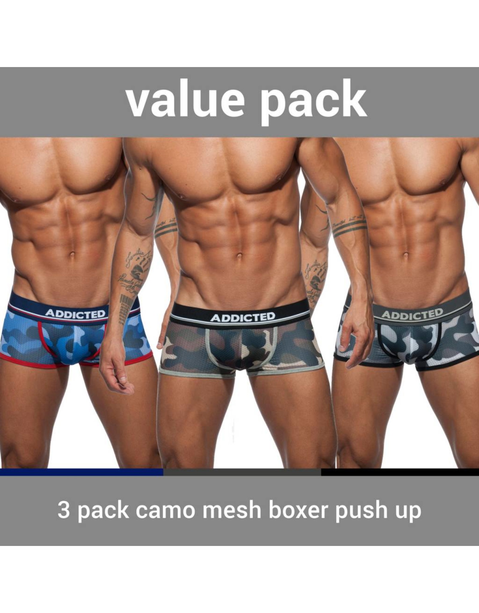 Addicted ADDICTED Three Pack Camo Boxer