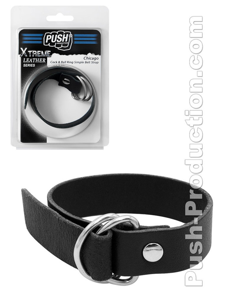 Push Xtreme Leather Chicago Cock & Ball Ring Simple Belt Strap