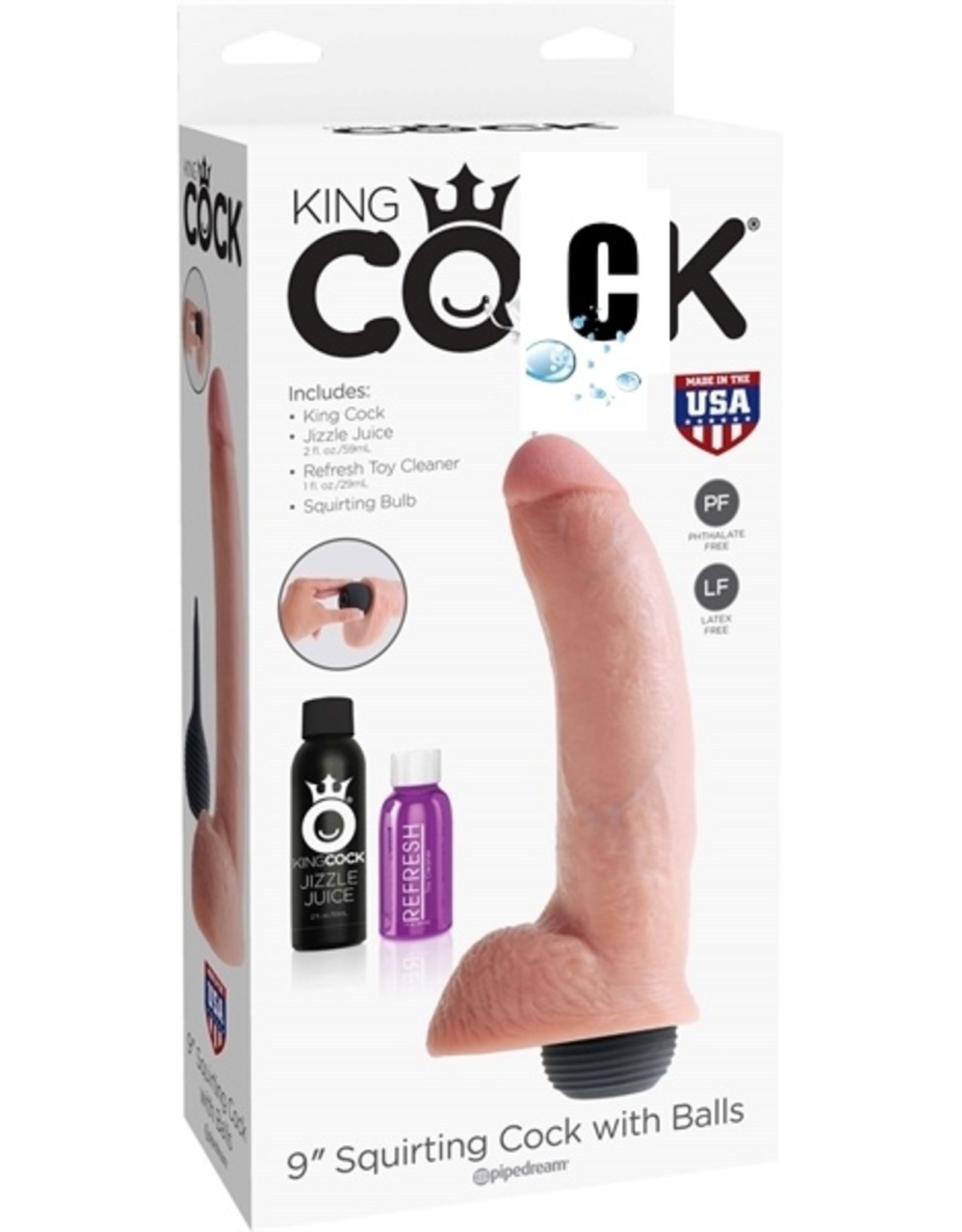 King Cock King Cock With Balls - Squirti 9" nature