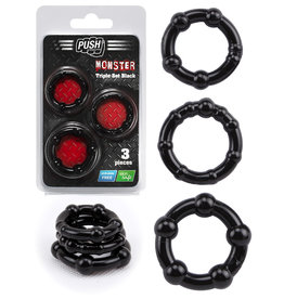 Push Monster Cockring - Triple Set Black