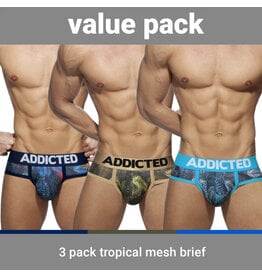 Addicted ADDICTED Three Pack Tropical Mesh Brief Push up