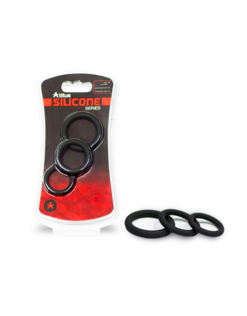 titus Coffret de 3 Cockrings Noirs de la Série Silicone Titus