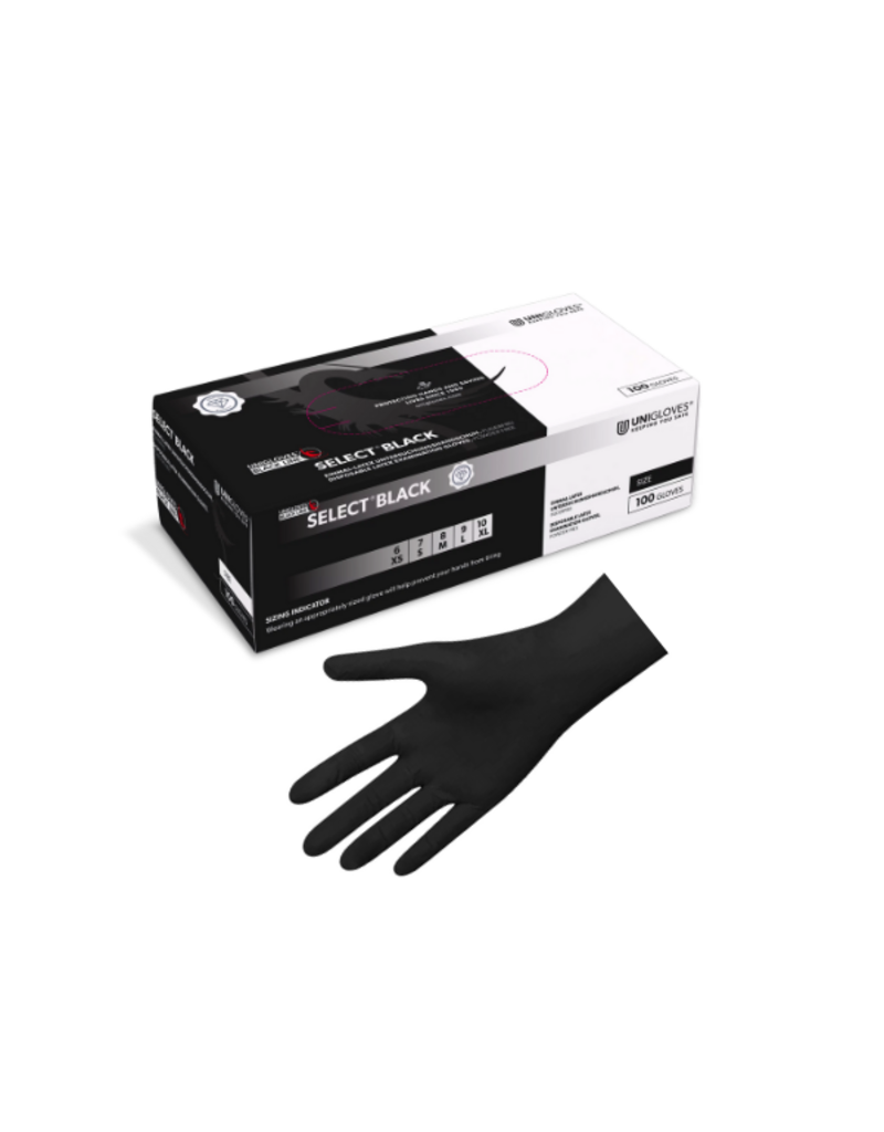 Unigloves Gants en latex Unigloves SELECT BLACK