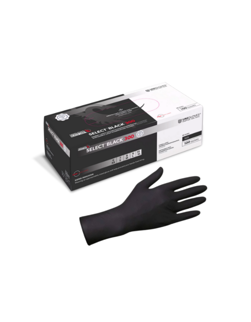 Unigloves Unigloves SELECT BLACK 300 - Gants en latex extra longs