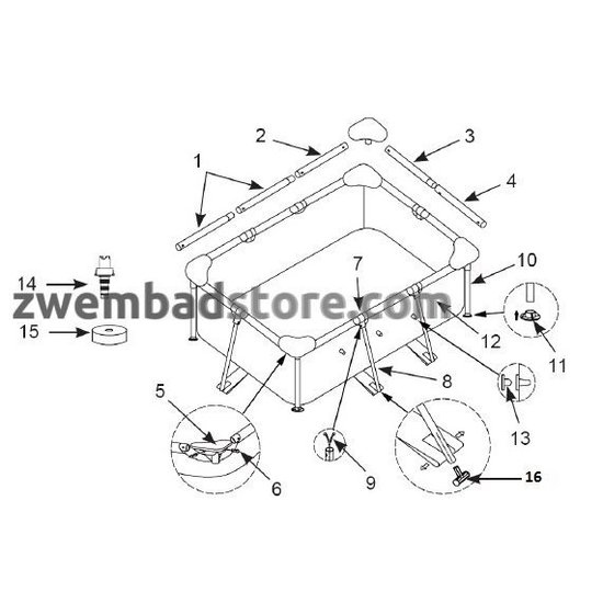 Intex kunststof t-stuk