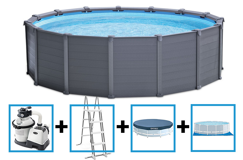 Intex Graphite Panel Pool met zandfilter 478x124 | Model 2022 | Zwembadstore.com
