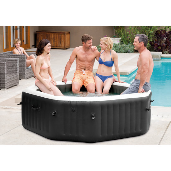 Intex PureSpa Jet & Bubble Deluxe Octagon + Hard Water Systeem + Zoutwatersysteem - 4 personen