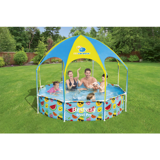 Bestway Framepool 244x51 cm met schaduwdak en sproeier