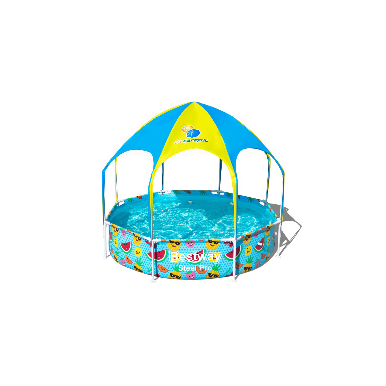 Framepool 244x51 cm met schaduwdak en sproeier | Zwembadstore.com