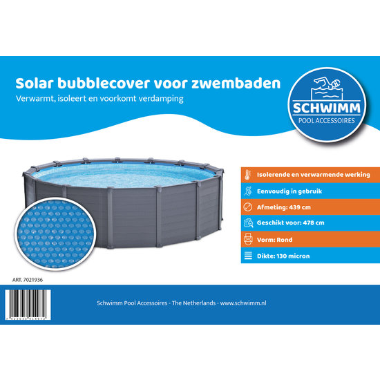 Schwimm® Solar bubblecover voor zwembaden 478 cm (zeilmaat 439cm)
