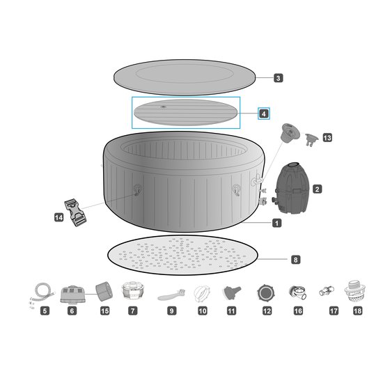 Lay-Z-Spa opblaasbaar deksel rond Honolulu
