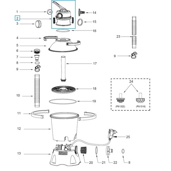 Bestway regelklep voor zandfilter 2006 l/u