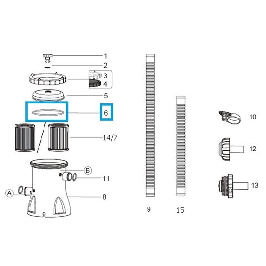 Bestway sealring pompdeksel filterpomp 5678 l/u