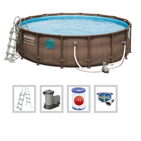 Bestway Power Steel rotanlook 488x122 + filterpomp